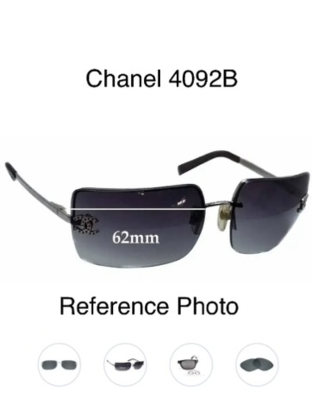 Genuine Chanel 4092B Sunglasses Temple Parts 1 Pair Mat Black 120mm Brand New
